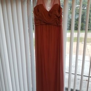 David's bridal long mesh w/ illusion neckline